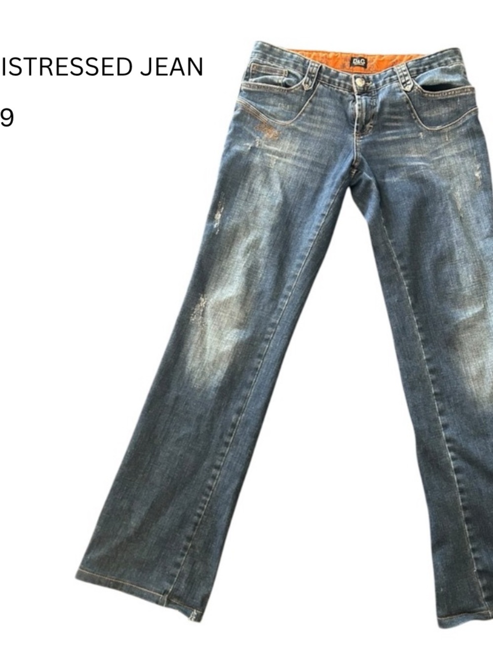 D&G Women's Distressed Blue Flare Jeans